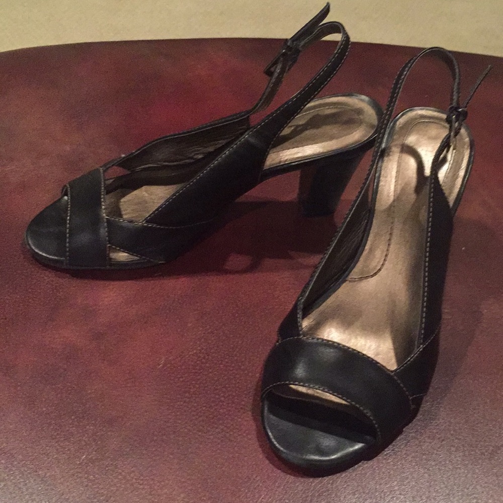 Open toed sling back heels